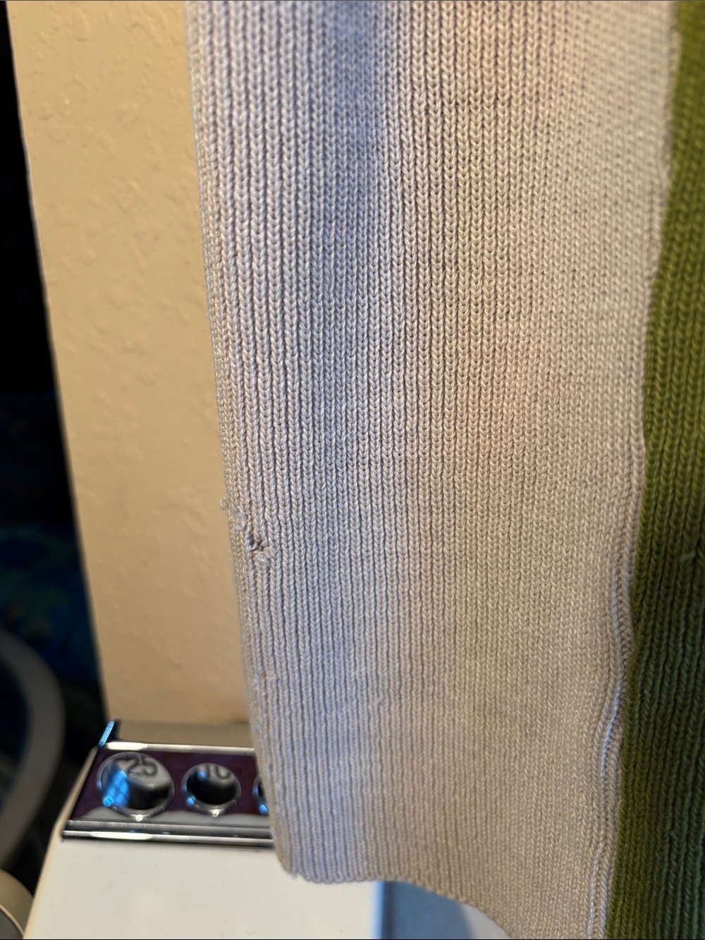 VINTAGE Diesel knitwear sweater featuring green, olive, and cream vertical strip - Picture 5 of 11